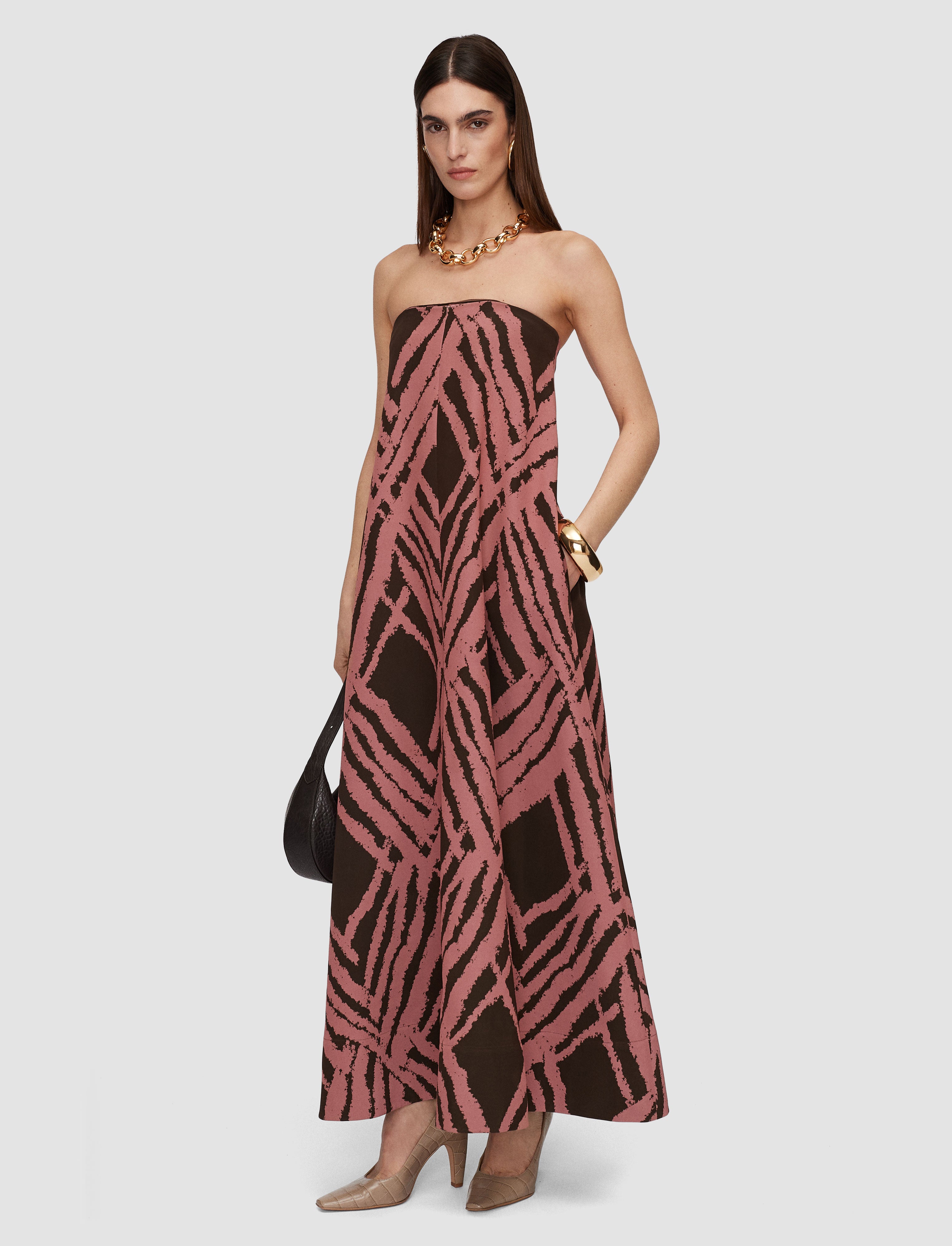 multicolour-banna-satin-twill-strapless-dress-JOSEPH