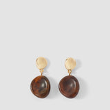 Brown Bean Drop Resin Earrings - Joseph