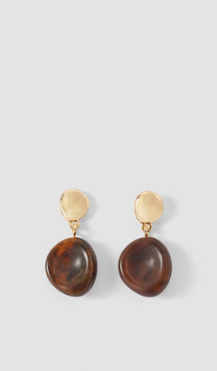 Brown Bean Drop Resin Earrings - Joseph