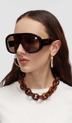 Brown Bean Link Resin Necklace - Joseph