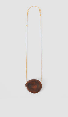 Brown Bean Pendant Resin Necklace - Joseph