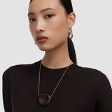 Brown Bean Pendant Resin Necklace - Joseph