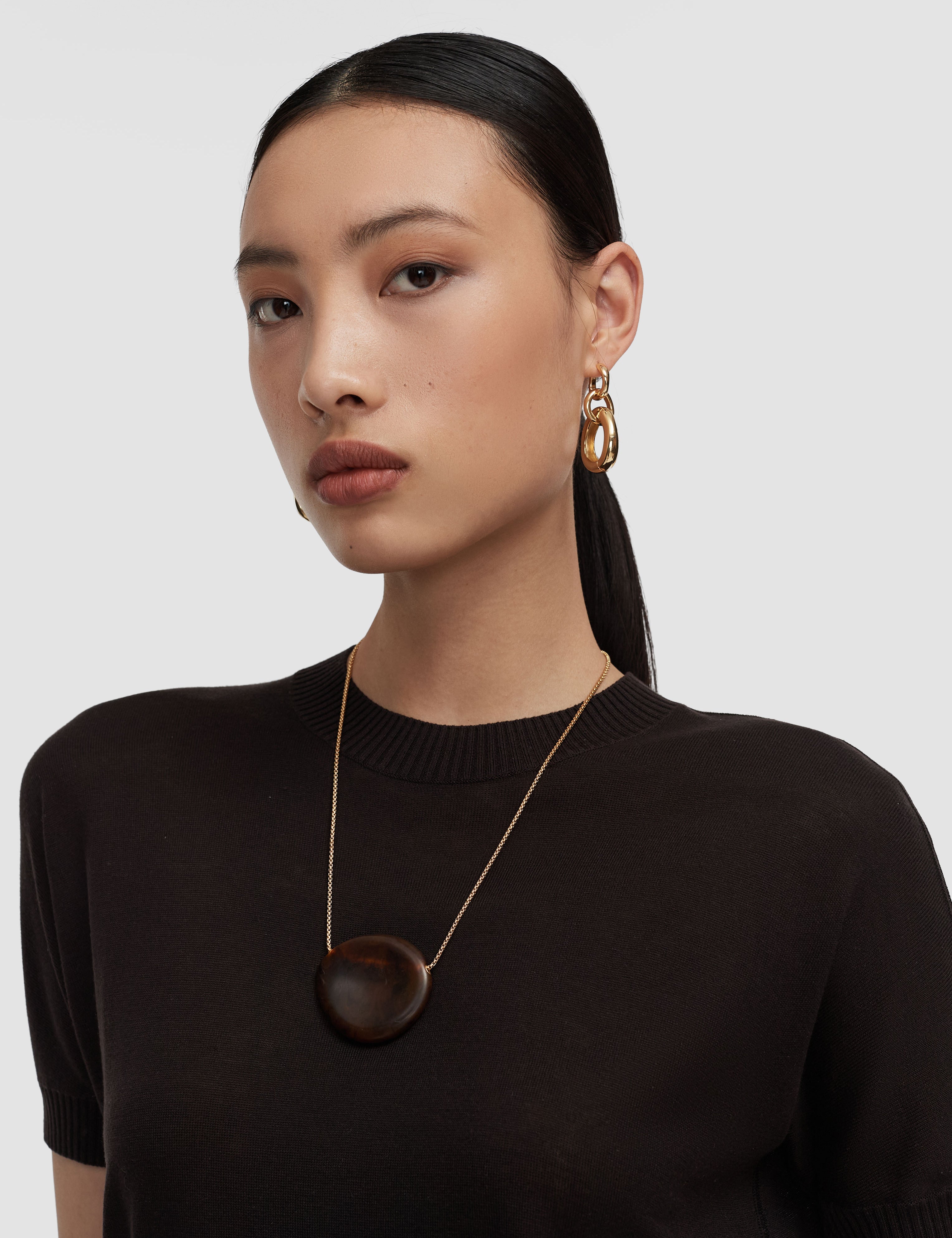 Brown Bean Pendant Resin Necklace - Joseph