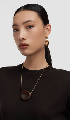 Brown Bean Pendant Resin Necklace - Joseph