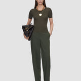 Green Belarb Sheer Linen Blend Knit T-Shirt - Joseph