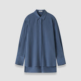 Blue Bold Crepe de Soie Silk Blouse - Joseph