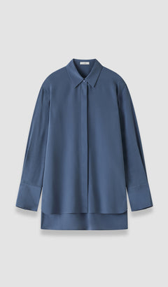 Blue Bold Crepe de Soie Silk Blouse - Joseph