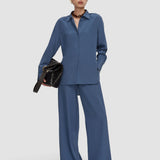 Blue Bold Crepe de Soie Silk Blouse - Joseph