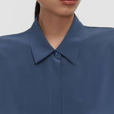 Blue Bold Crepe de Soie Silk Blouse - Joseph