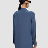 Blue Bold Crepe de Soie Silk Blouse - Joseph