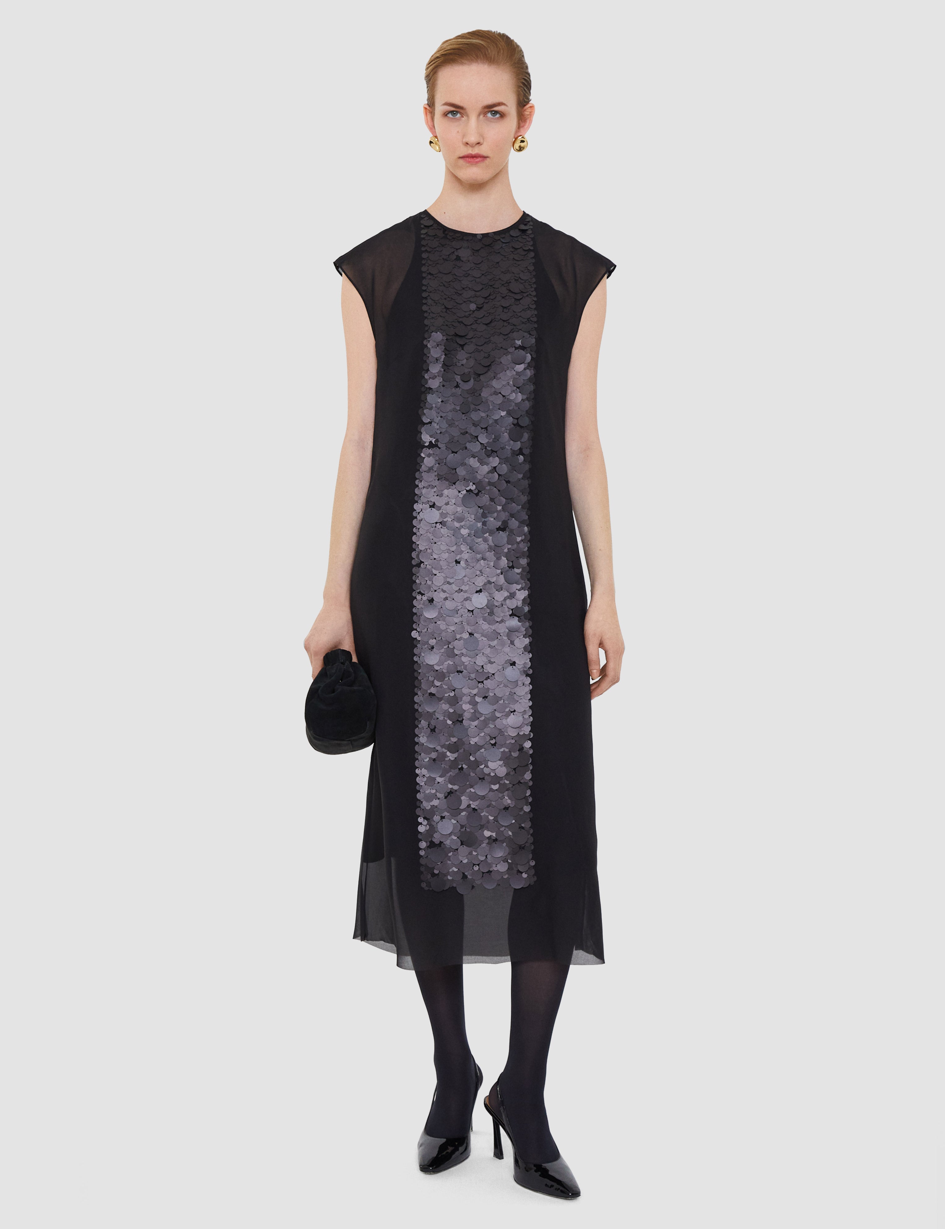 Black Boulle Two-Piece Chiffon Sequin Dress - Joseph