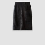 Brown Bretton Embossed Woven Leather Skirt - Joseph