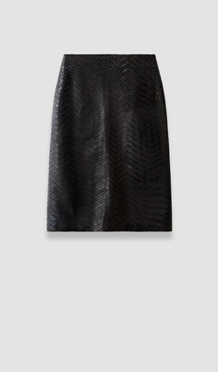 Brown Bretton Embossed Woven Leather Skirt - Joseph