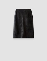 Brown Bretton Embossed Woven Leather Skirt - Joseph