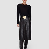 Brown Bretton Embossed Woven Leather Skirt - Joseph