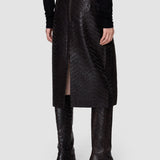 Brown Bretton Embossed Woven Leather Skirt - Joseph