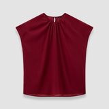 Red Broca Sheer Fine Wool Blouse - Joseph