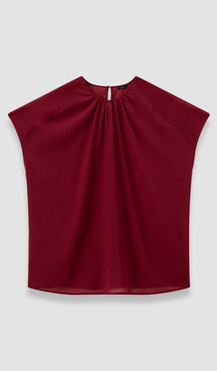 Red Broca Sheer Fine Wool Blouse - Joseph