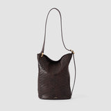 Brown Bucket Woven Leather Bag - Joseph