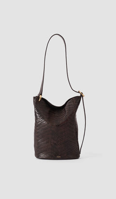 Brown Bucket Woven Leather Bag - Joseph