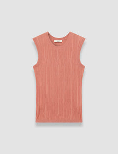 Pink Calife Silk Cotton Rib Vest - Joseph
