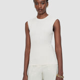 White Calife Silk Cotton Rib Vest - Joseph