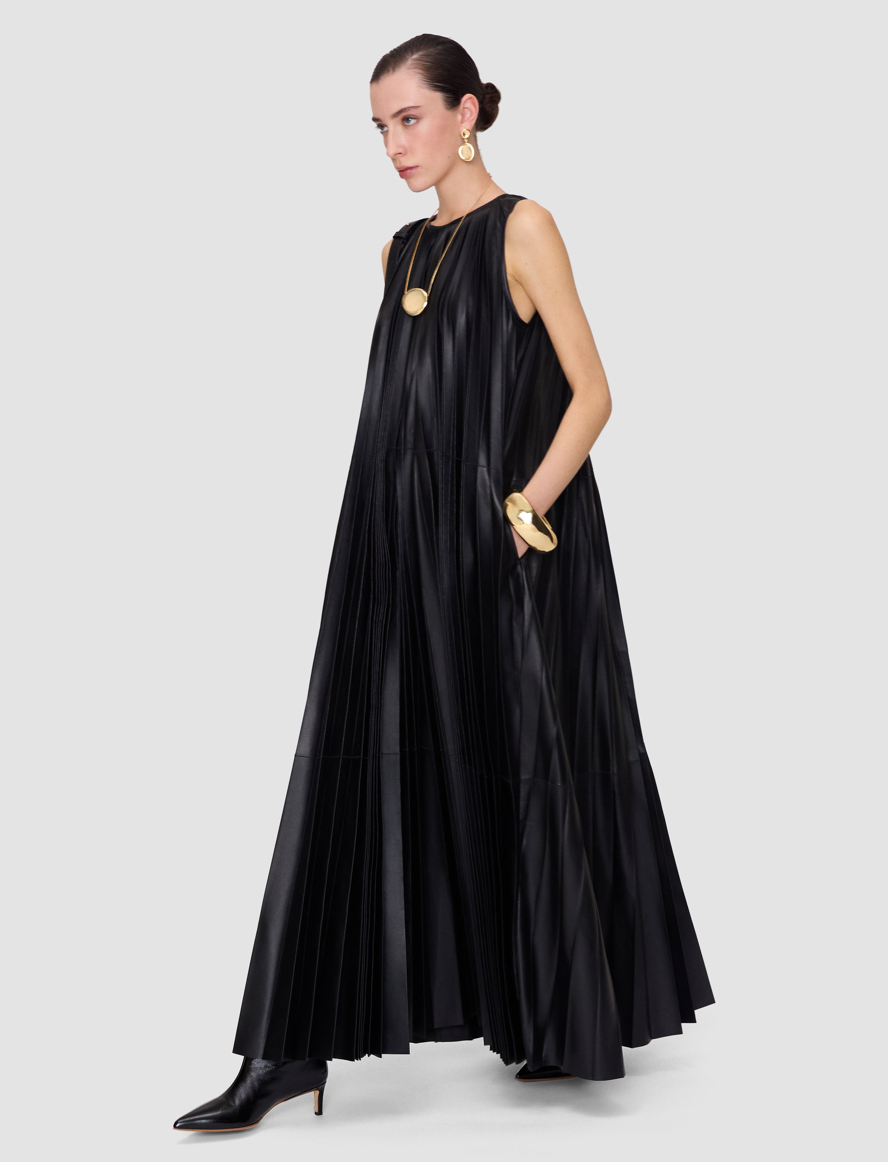 black-calver-pleated-nappa-leather-dress-JOSEPH