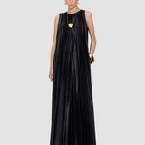 Black Calver Pleated Nappa Leather Dress - Joseph