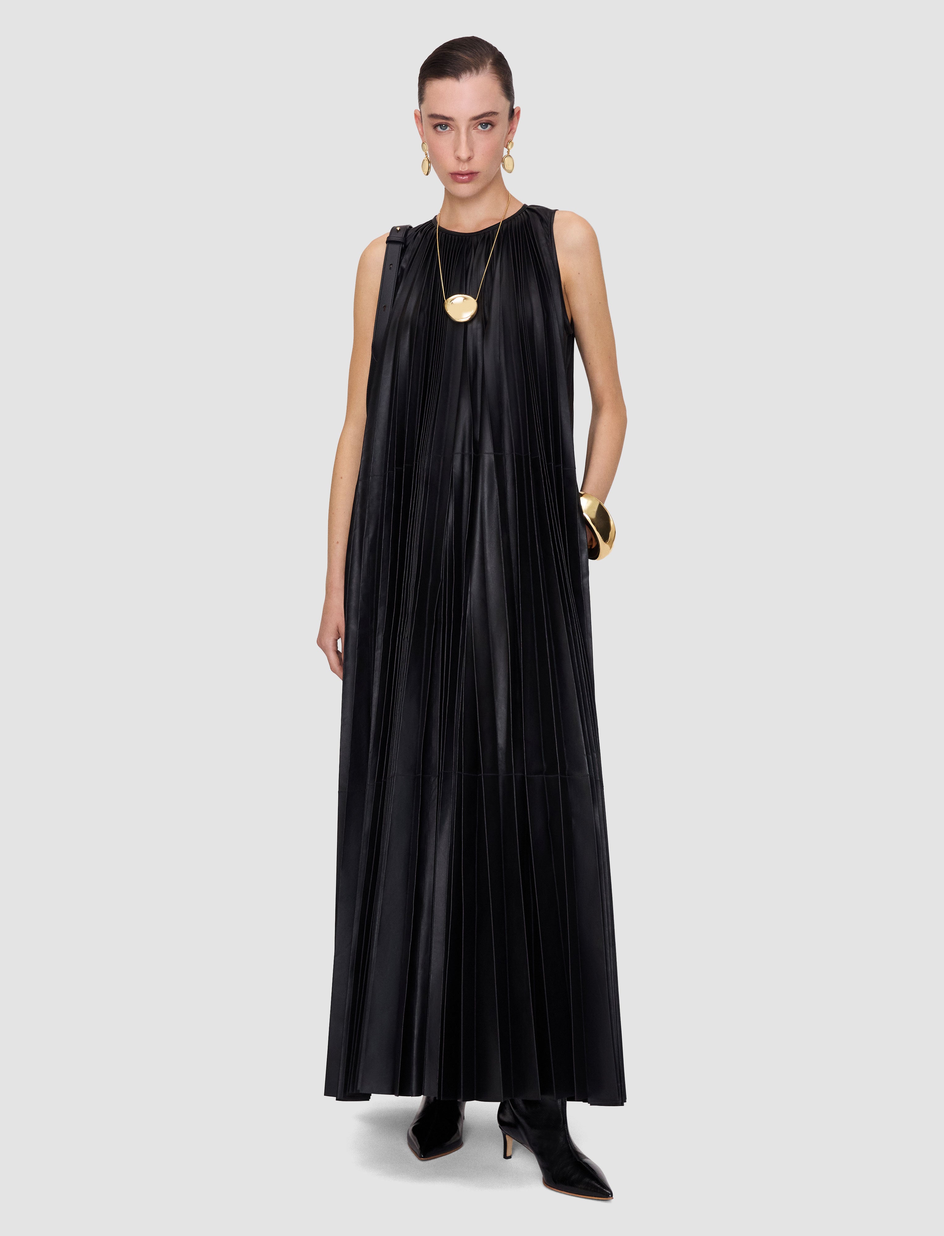 black-calver-pleated-nappa-leather-dress-JOSEPH