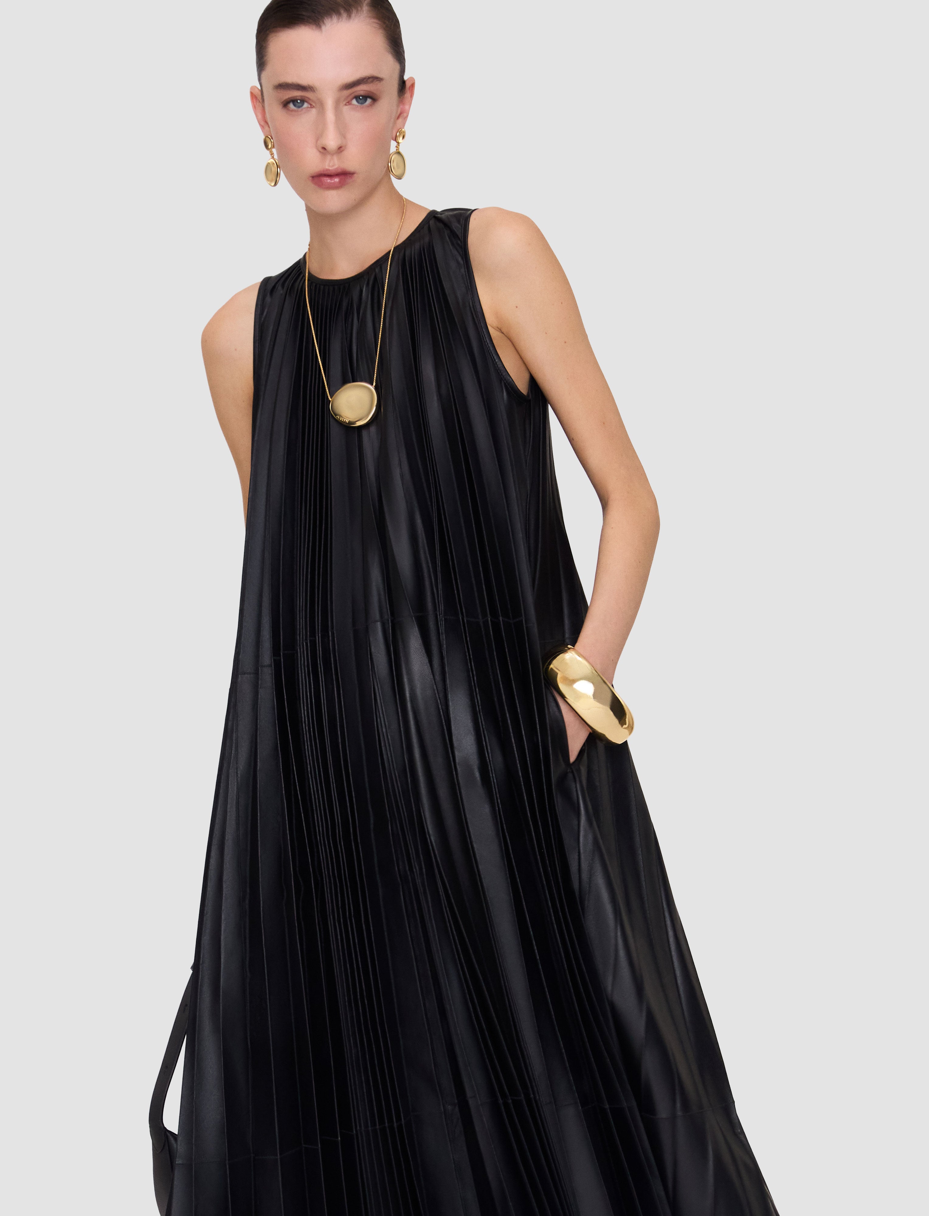 black-calver-pleated-nappa-leather-dress-JOSEPH