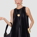 Black Calver Pleated Nappa Leather Dress - Joseph