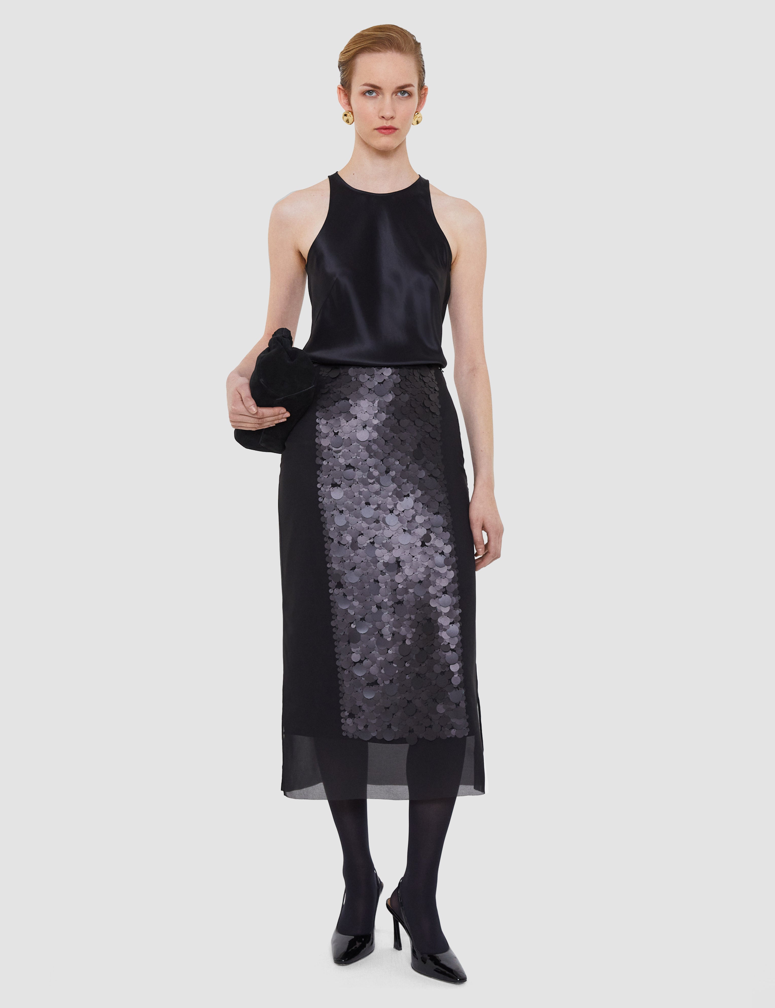 Black Cambo Chiffon Sequin Skirt - Joseph