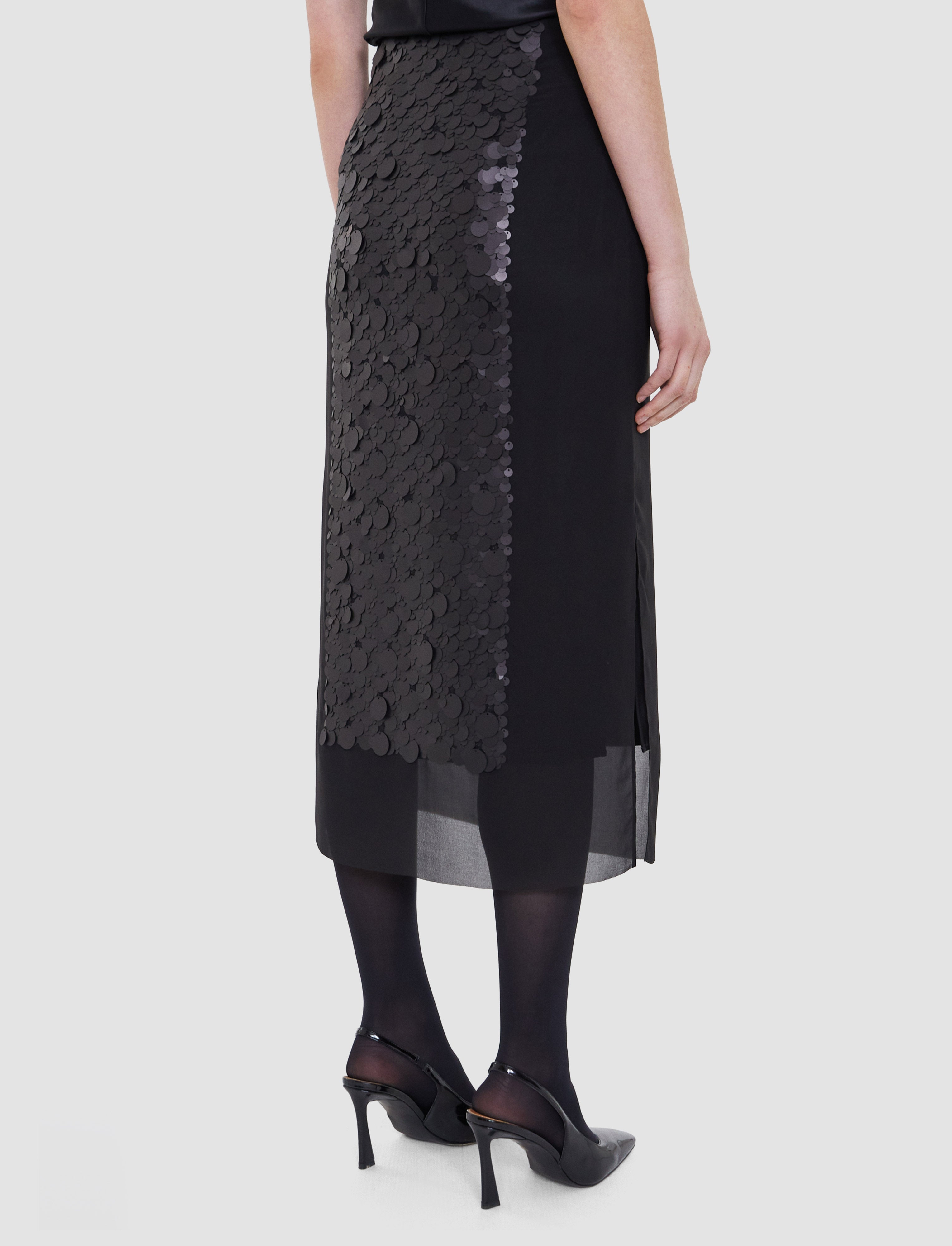 黒-cambo-chiffon-sequin-スカート-JOSEPH