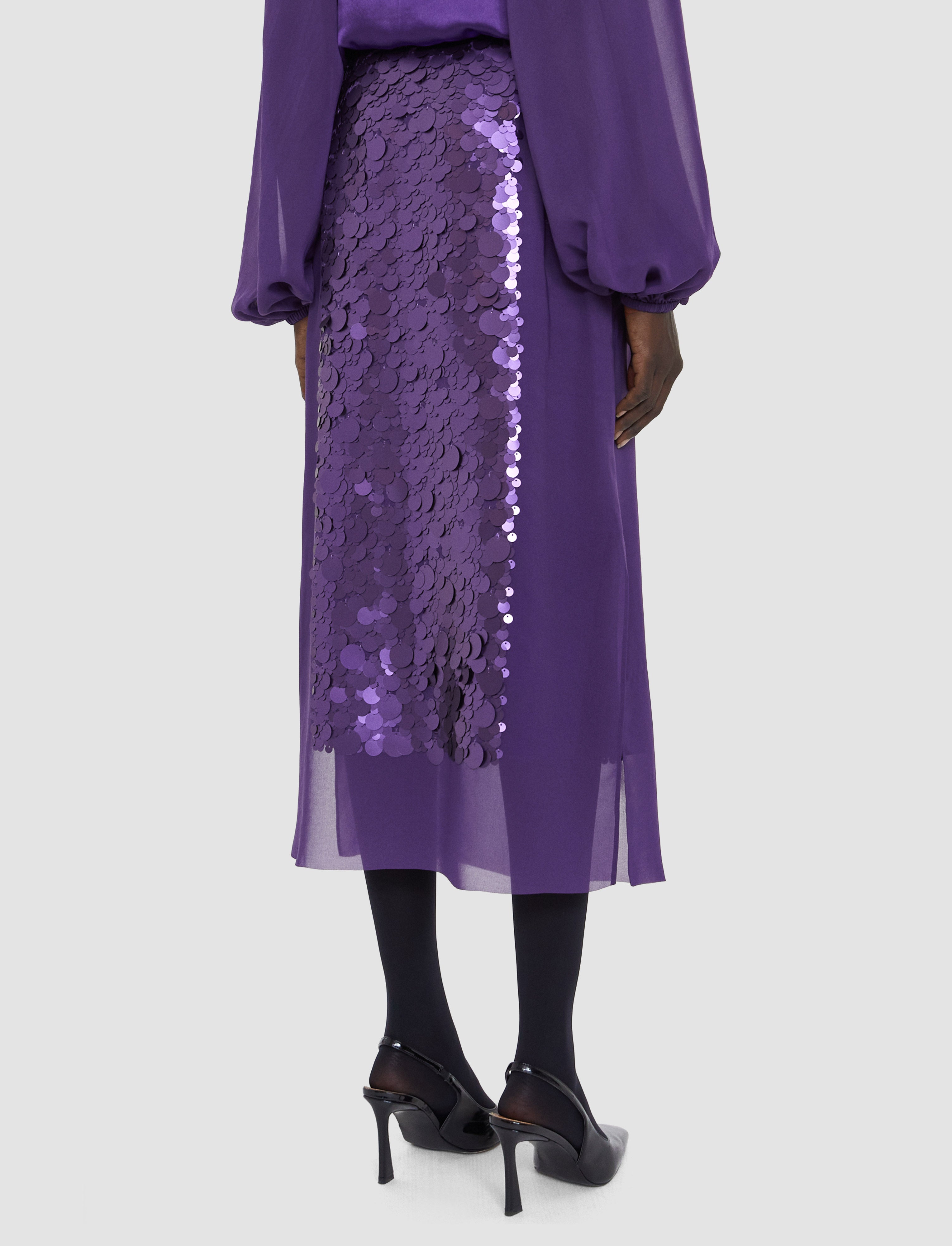 Cambo Chiffon Sequin Skirt in Purple | JOSEPH US