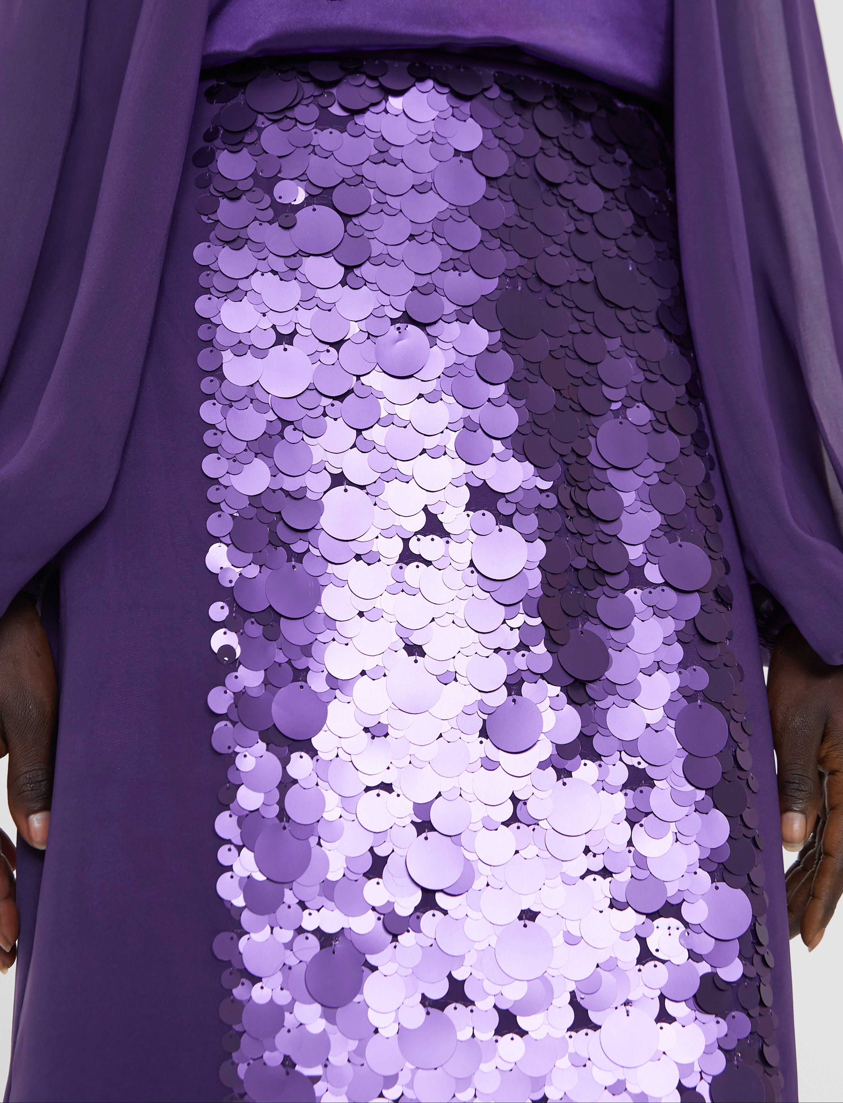 Cambo Chiffon Sequin Skirt in Purple | JOSEPH GB