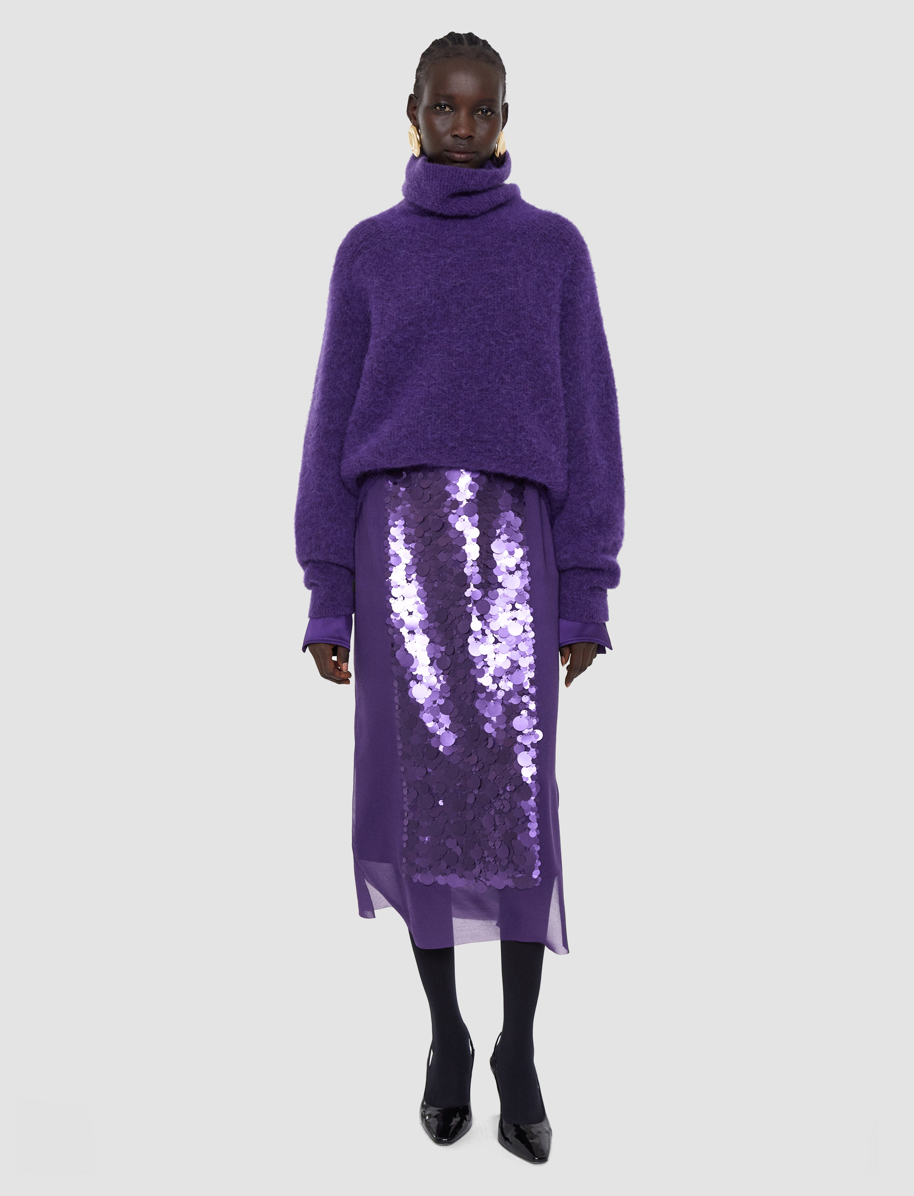 パープル-cambo-chiffon-sequin-スカート-JOSEPH