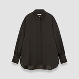 Brown Camilia Satin Twill Blouse - Joseph