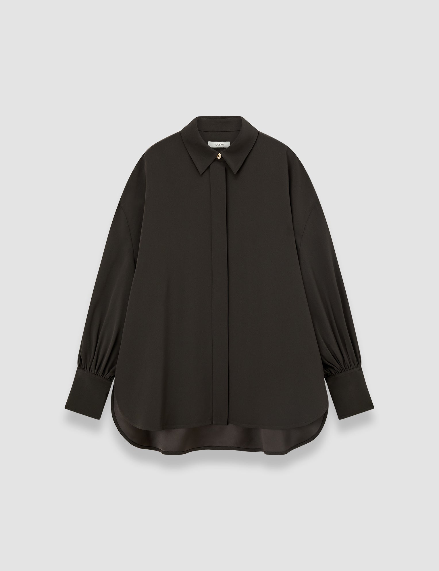 Brown Camilia Satin Twill Blouse - Joseph