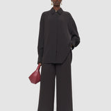 Brown Camilia Satin Twill Blouse - Joseph