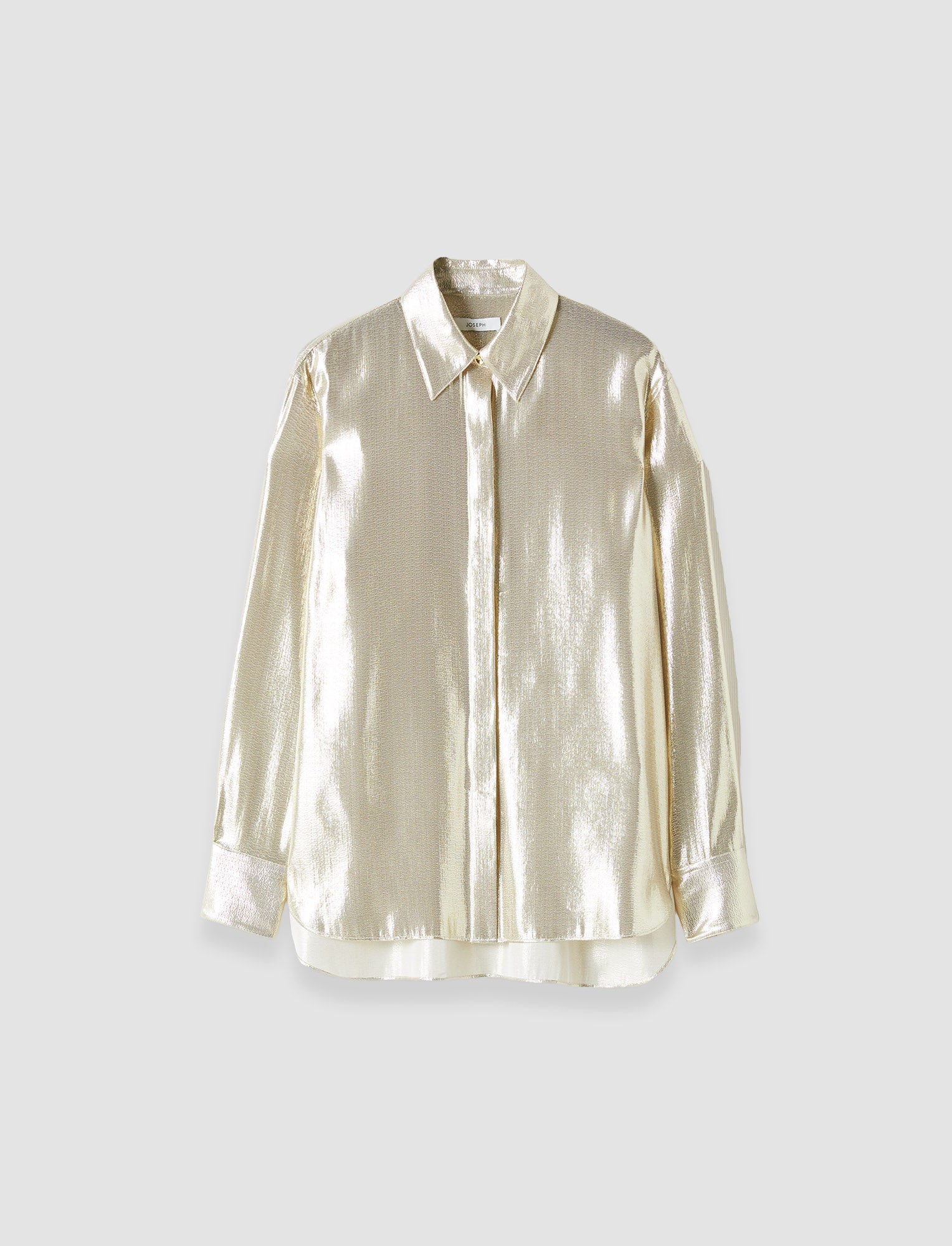 Capri Lamé Silk Blouse in Gold | JOSEPH US