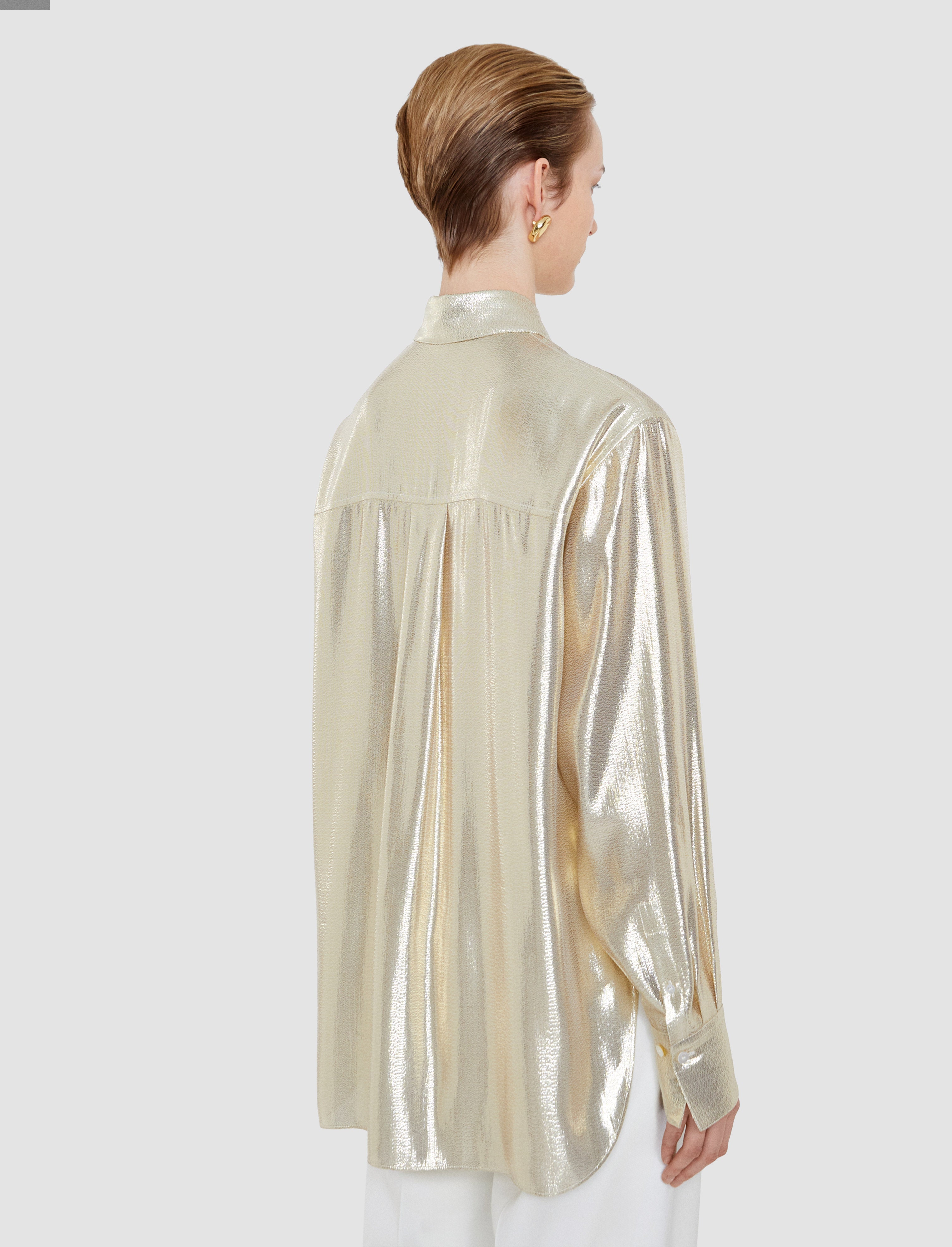 Capri Lamé Silk Blouse in Gold | JOSEPH AT