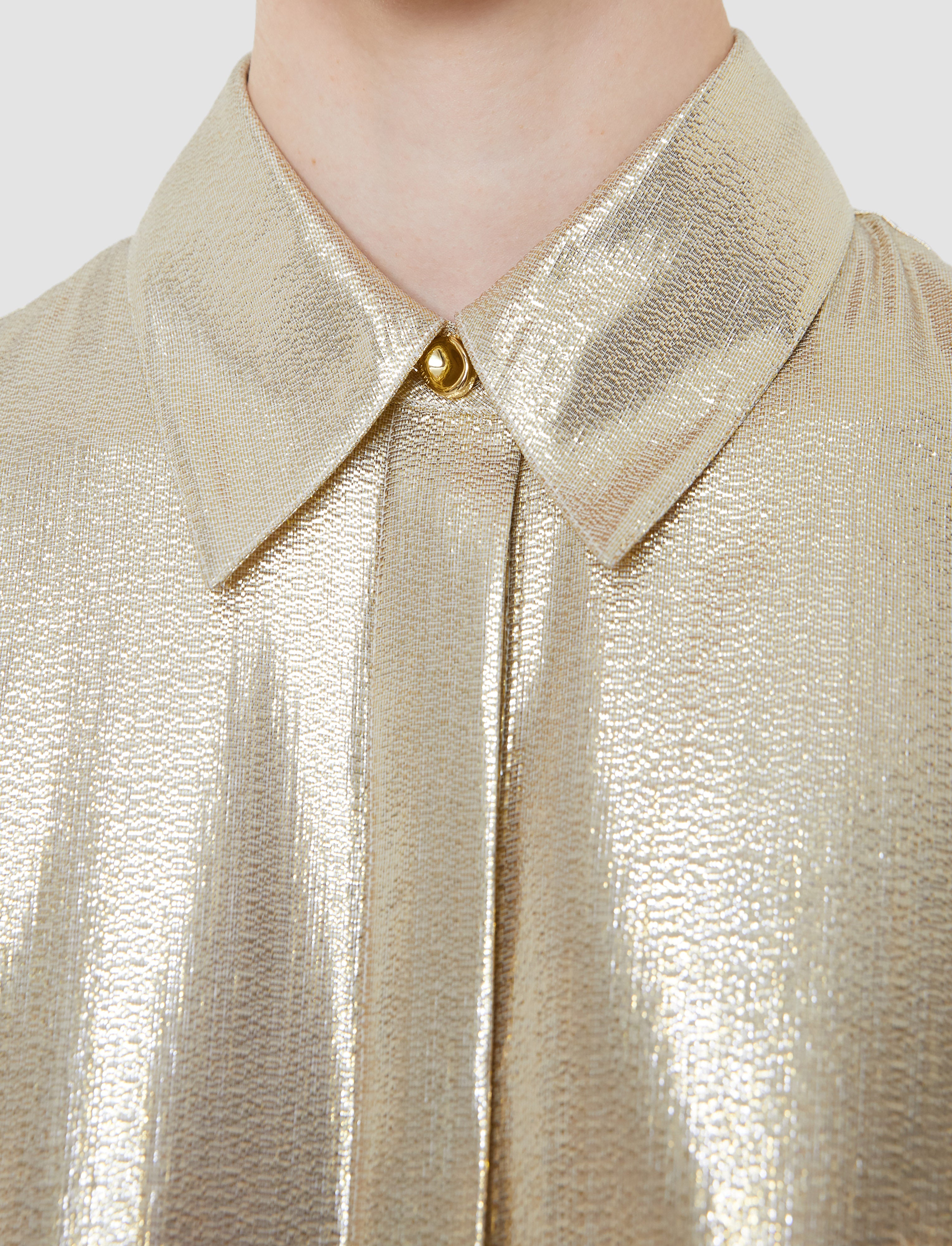 Capri Lamé Silk Blouse in Gold | JOSEPH US
