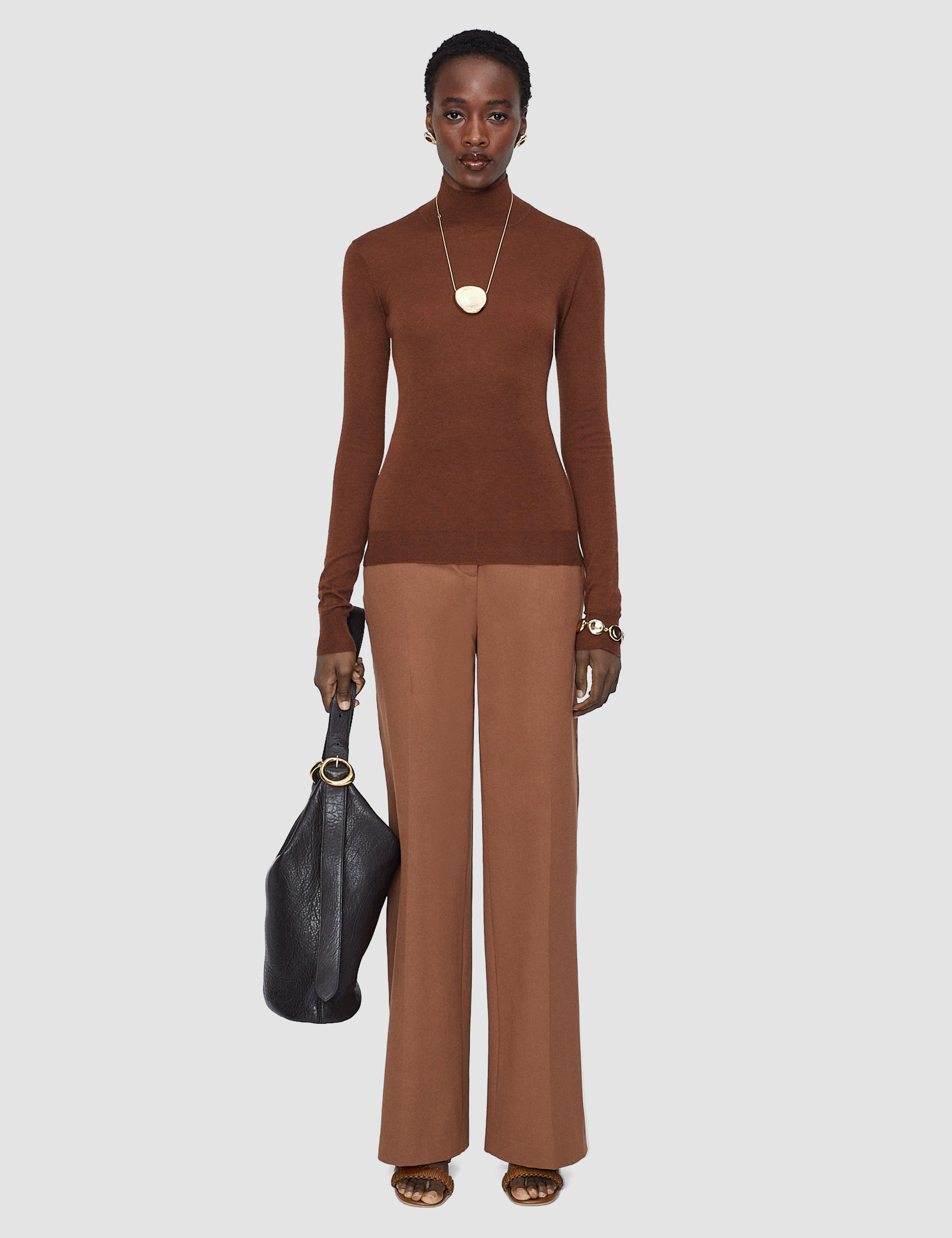 Brown Cashair High Neck Jumper - Joseph