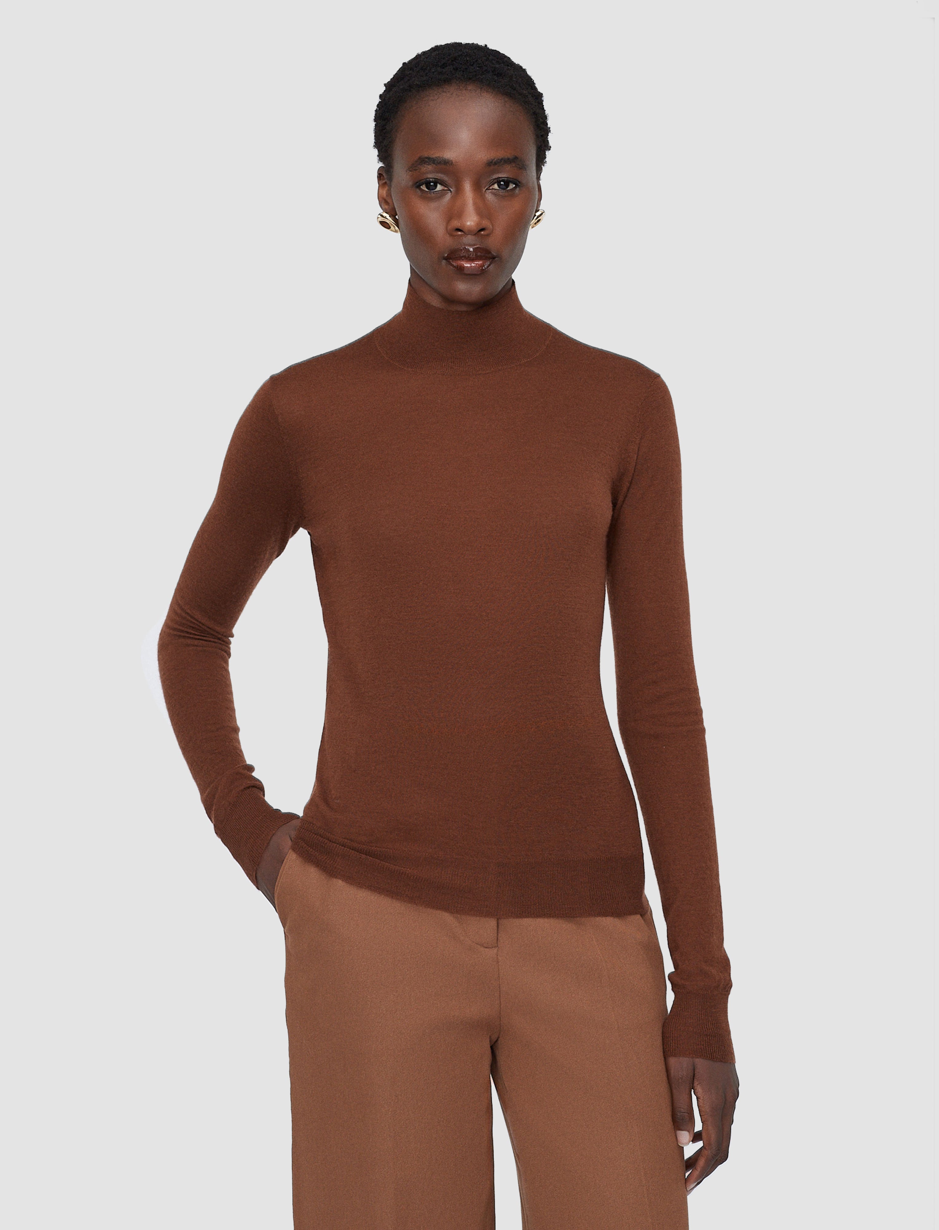 Cashair High Neck Jumper in Brown | JOSEPH US