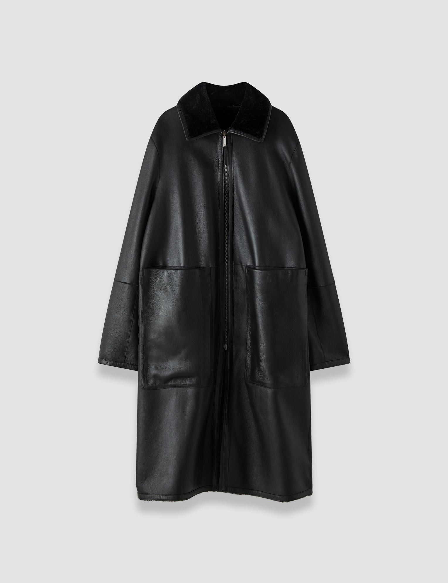 Black Caspian Soft Shearling Reversible Coat - Joseph
