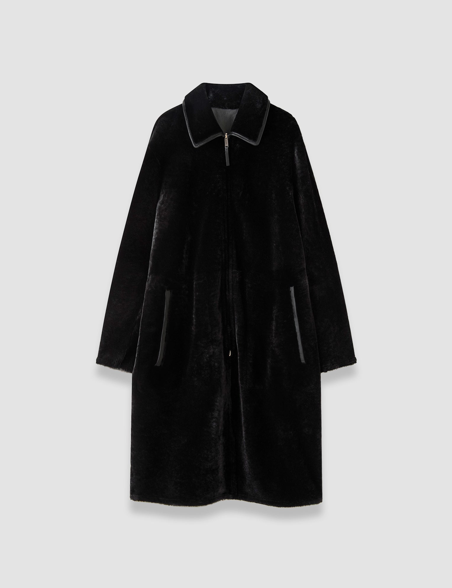 Black Caspian Soft Shearling Reversible Coat - Joseph