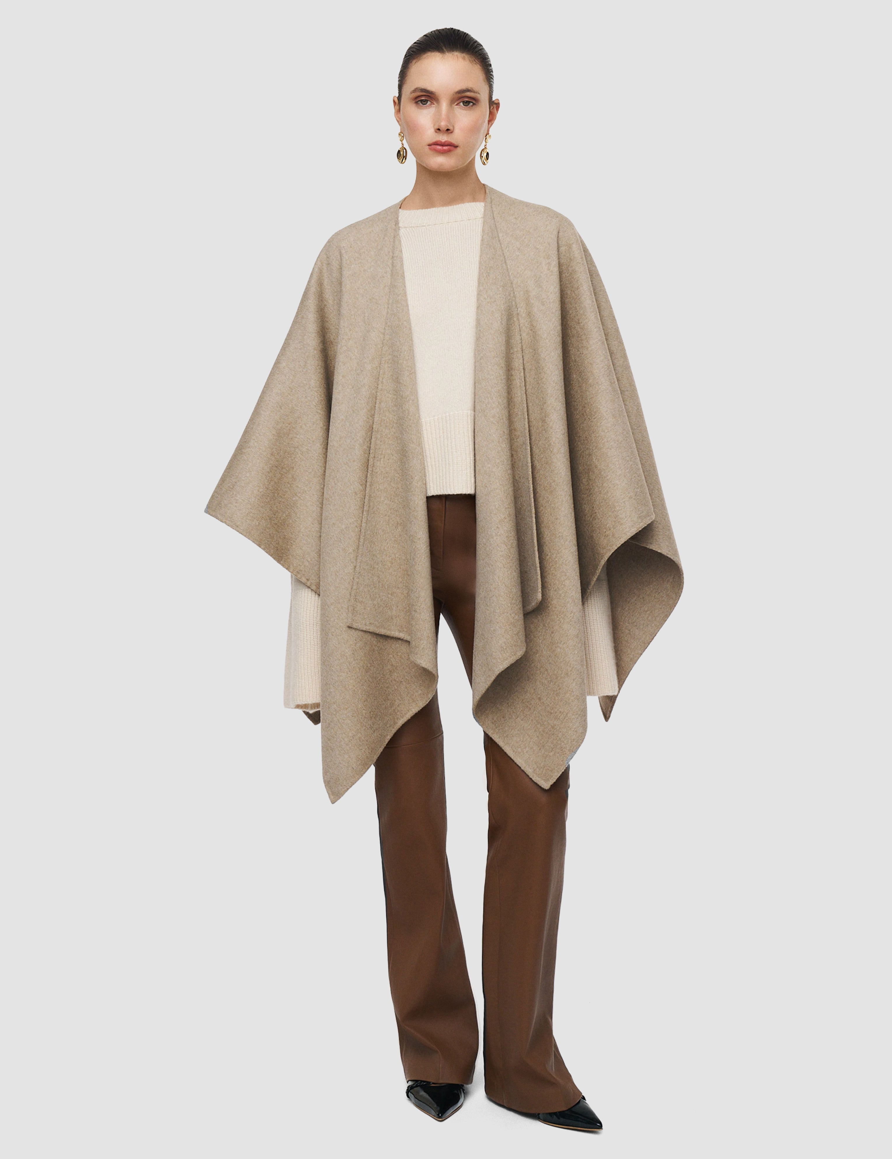 White Cassidy Double Face Cashmere Cape - Joseph