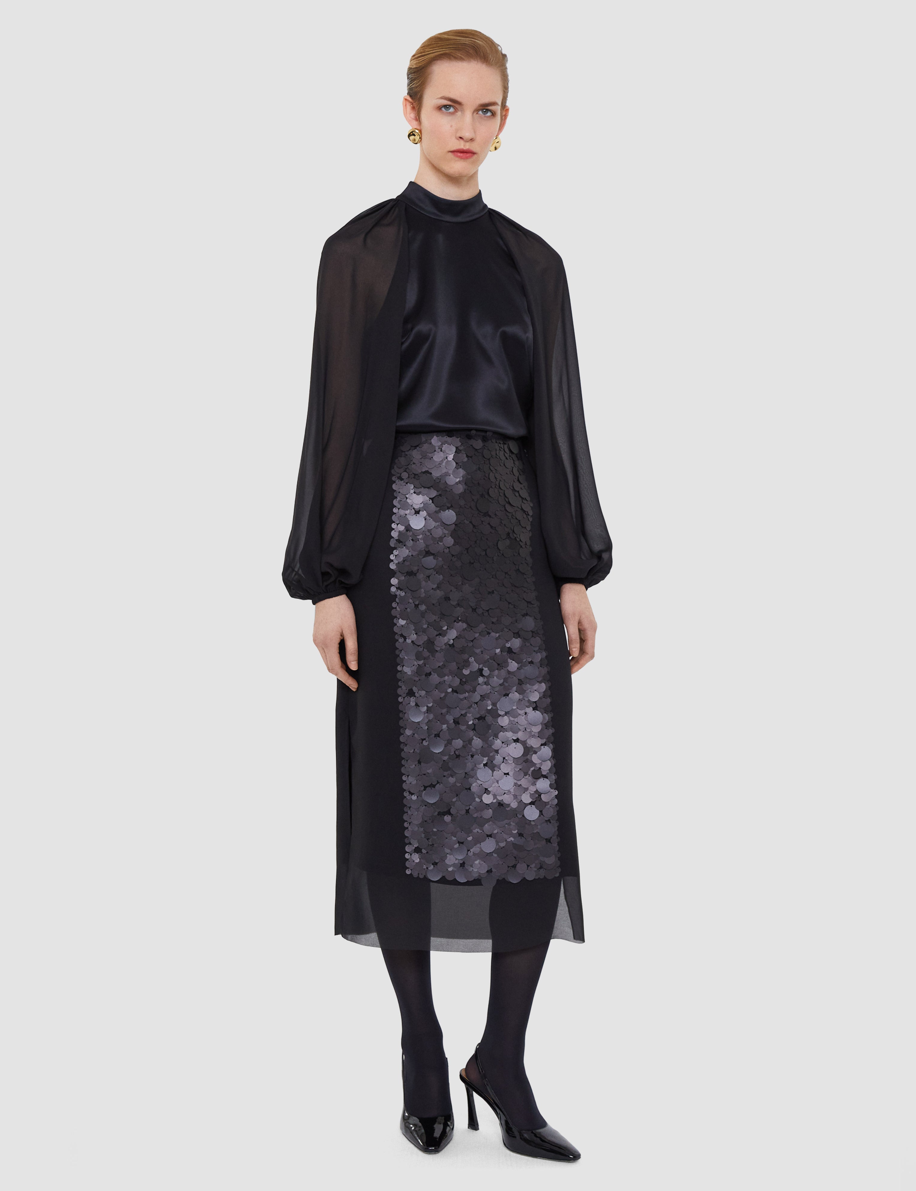 Black Cave Double Satin Blouse - Joseph