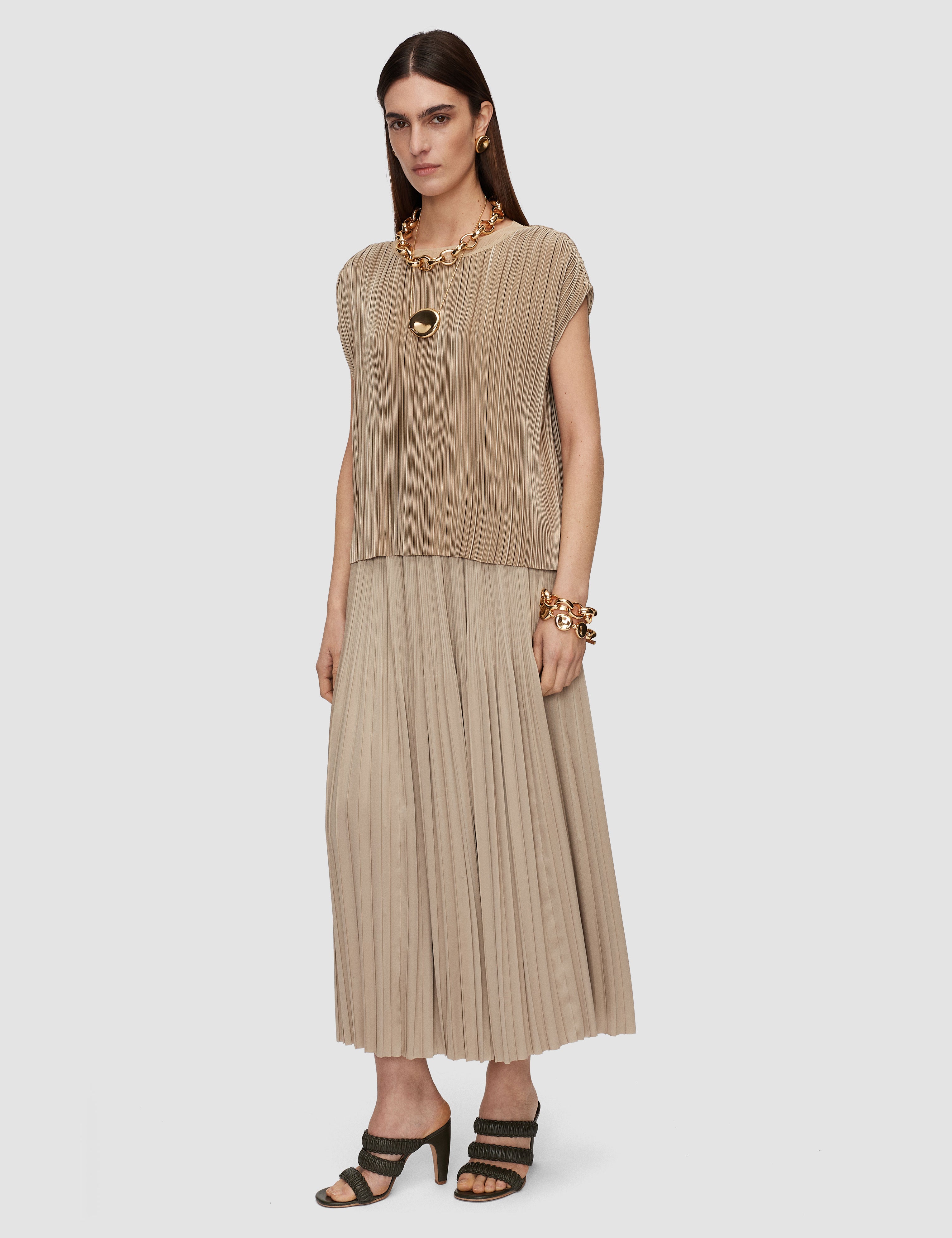 Beige Cedre Pleated Satin Top - Joseph