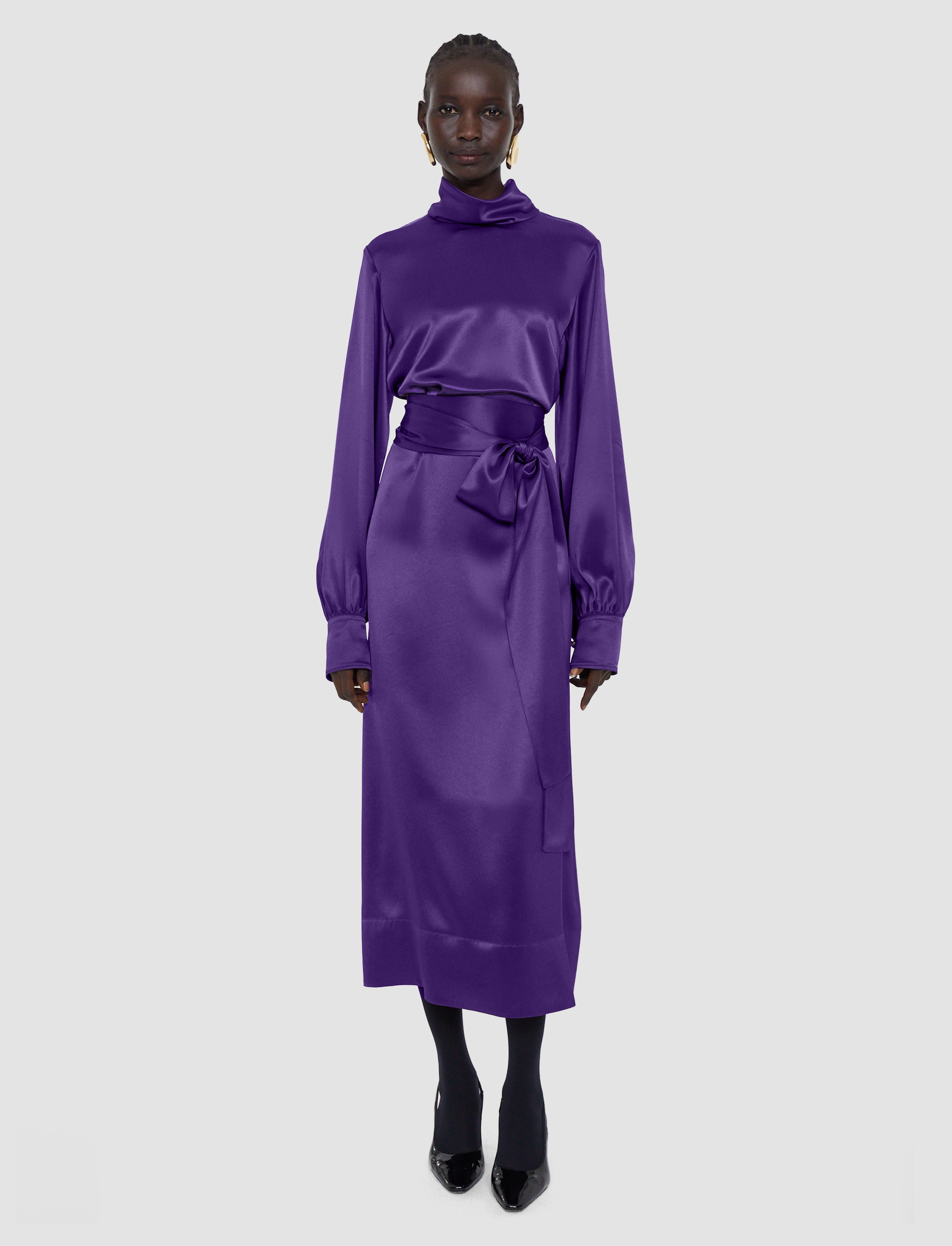 Cels Double Satin ドレス - パープル | JOSEPH JP